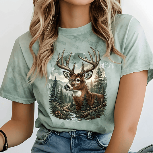 Whitetail Buck DTF Transfer | Woodland Deer Forest Nature Heat Transfer | Hunting Wildlife Graphic | Rustic Outdoor Shirt Transfer