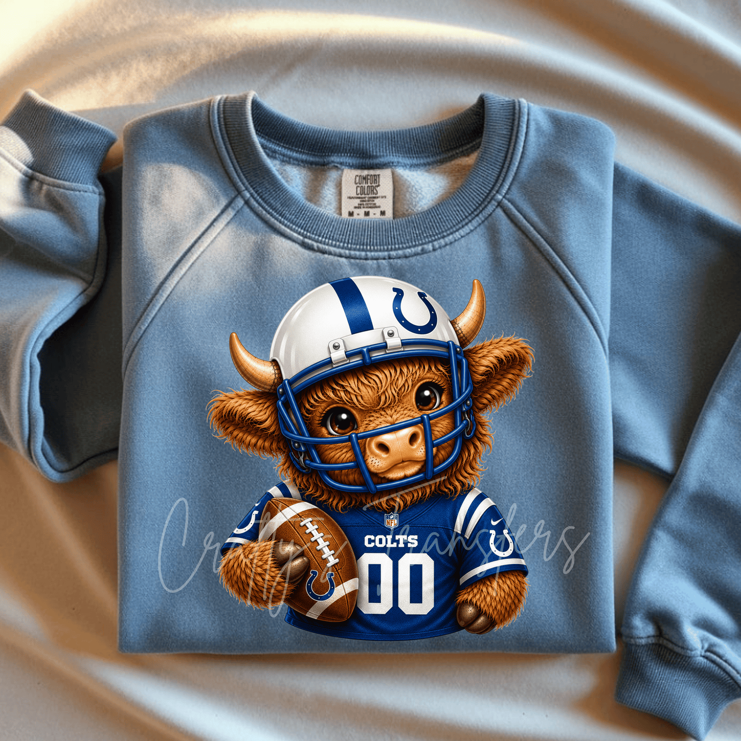 Football Highland Cow DTF Transfer – Cute Jersey and Helmet Cow Shirt Design