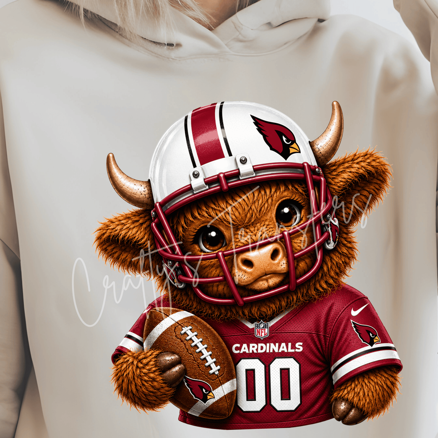 (2) Football Highland Cow DTF Transfer – Cute Jersey and Helmet Cow Shirt Design