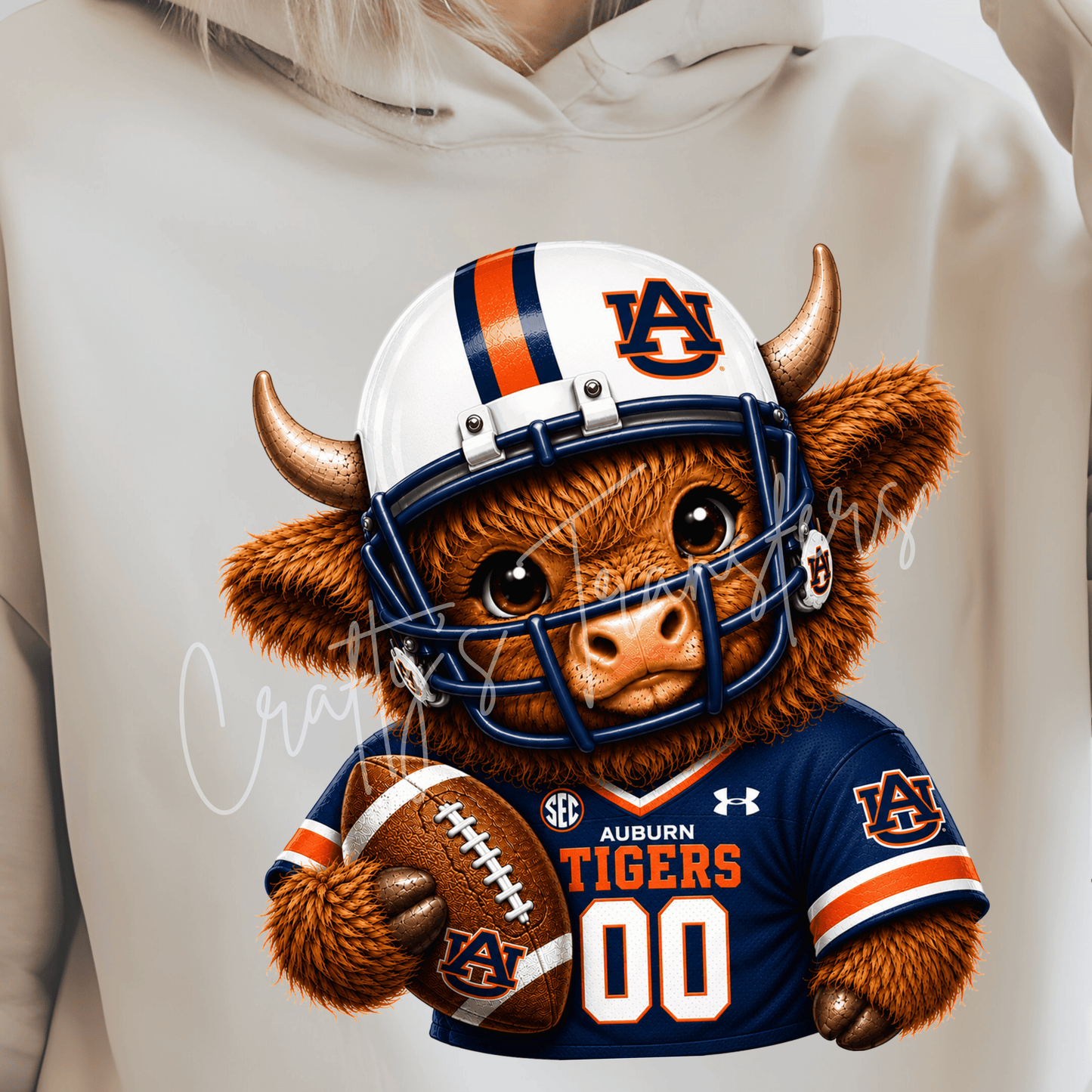 (2) Football Highland Cow DTF Transfer – Cute Jersey and Helmet Cow Shirt Design