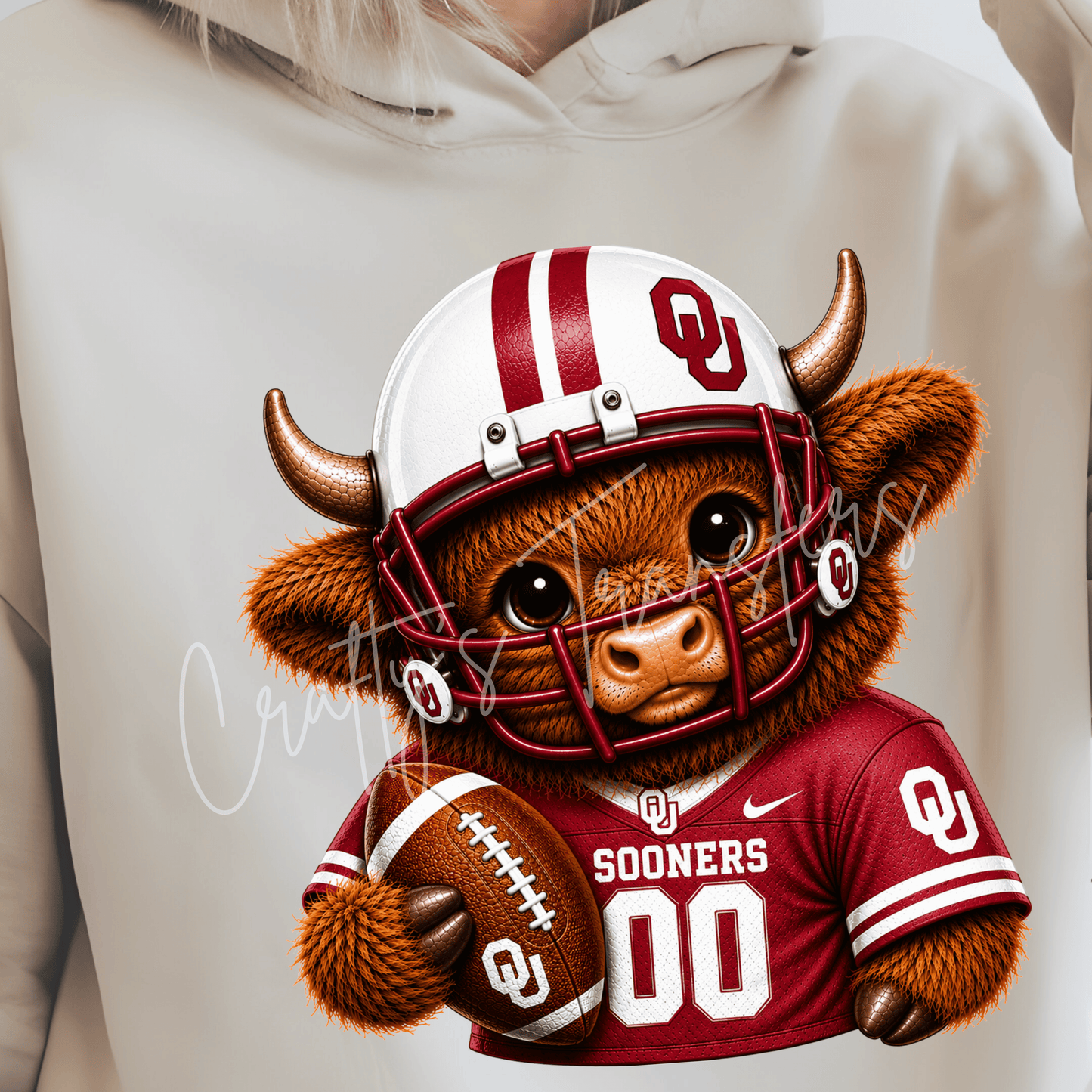 (2) Football Highland Cow DTF Transfer – Cute Jersey and Helmet Cow Shirt Design