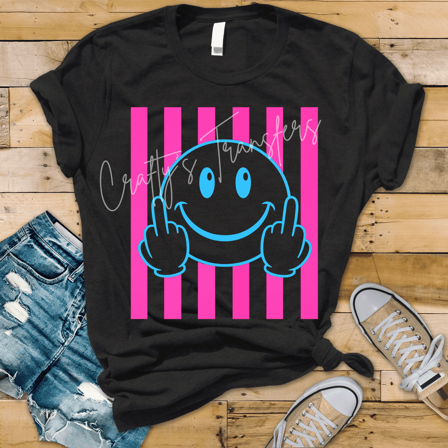 Smiley Face On Striped Background