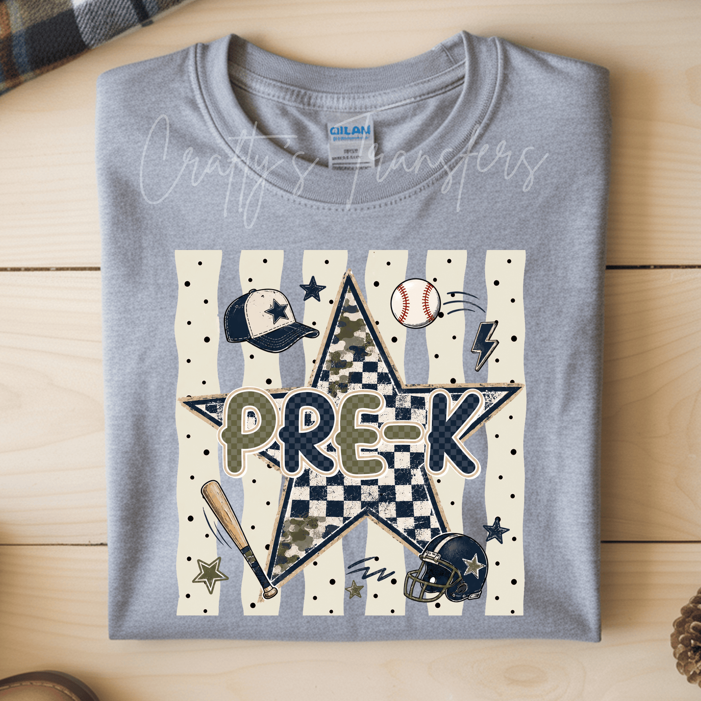 Pre-K-4th Sports DTF Transfer – Baseball and Football Preschool Graphic – Boys Back to School Design