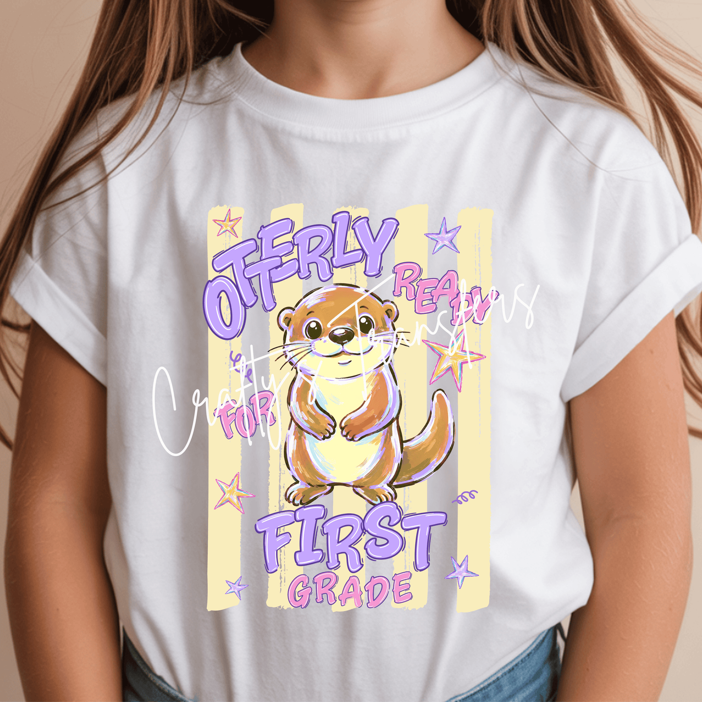 Otterly Ready for Pre-K Kindergarten First Grade Second Grade Third Grade Fourth Grade DTF Transfer – Cute Otter Back-to-School Shirt Design