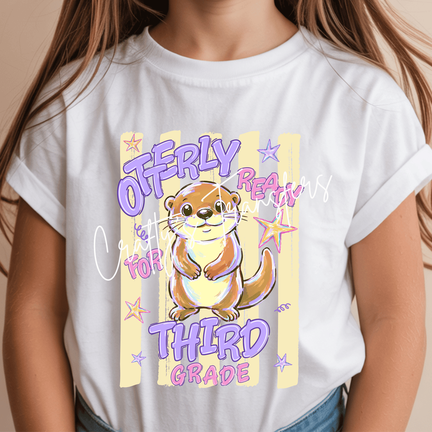 Otterly Ready for Pre-K Kindergarten First Grade Second Grade Third Grade Fourth Grade DTF Transfer – Cute Otter Back-to-School Shirt Design