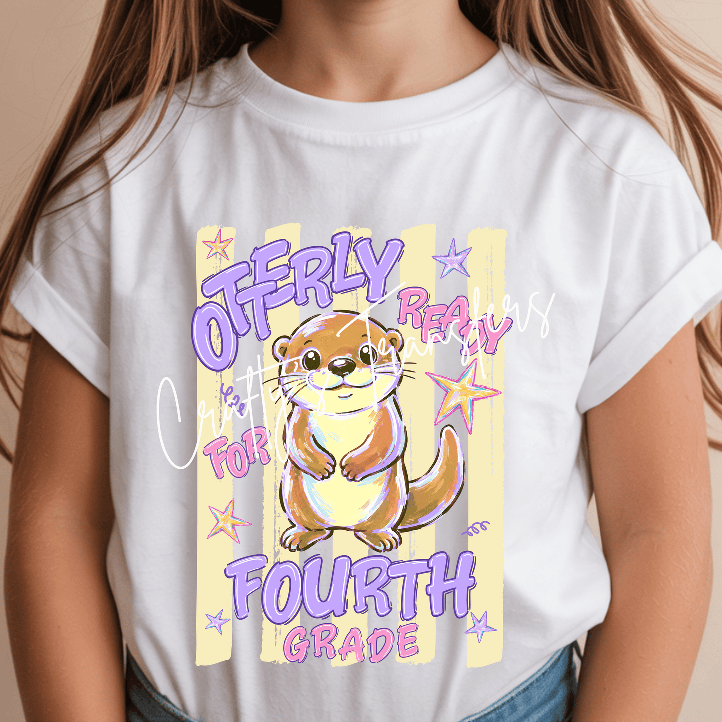 Otterly Ready for Pre-K Kindergarten First Grade Second Grade Third Grade Fourth Grade DTF Transfer – Cute Otter Back-to-School Shirt Design