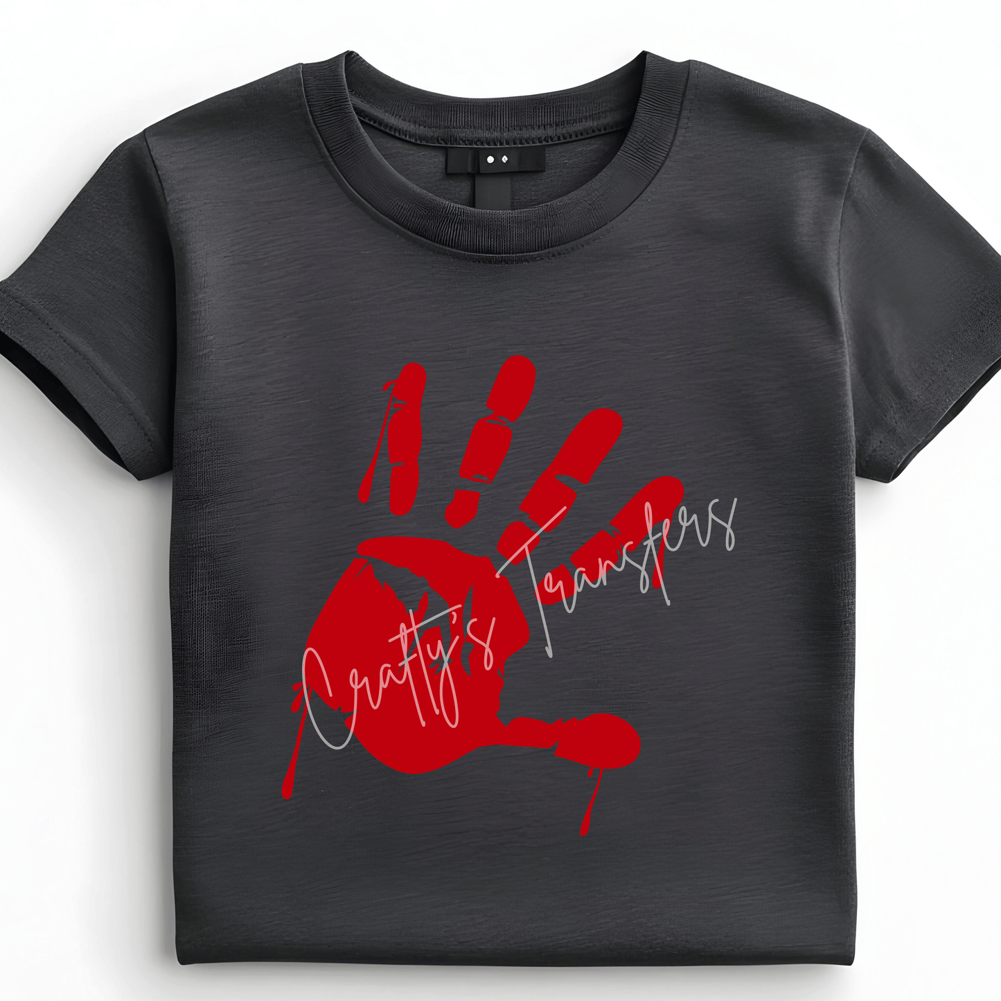Red Dripping Handprint DTF Transfer – Bloody Horror Graphic – Spooky Halloween Shirt Design