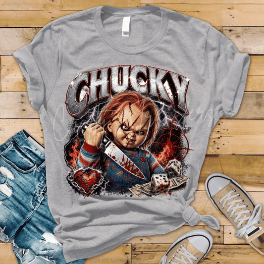 Haunted Toy Horror DTF Transfer – Creepy Doll Halloween Shirt Design