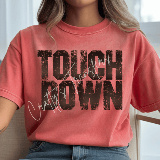 Touch Down DTF Transfer – Distressed Football Shirt Design | Rustic Sports Graphic