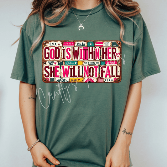 Christian Faith License Plate DTF Transfer – Colorful Inspirational Women's Shirt Design