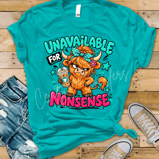 Unavailable for Nonsense Highland Cow DTF Transfer | Funny Coffee Cow Shirt Transfer