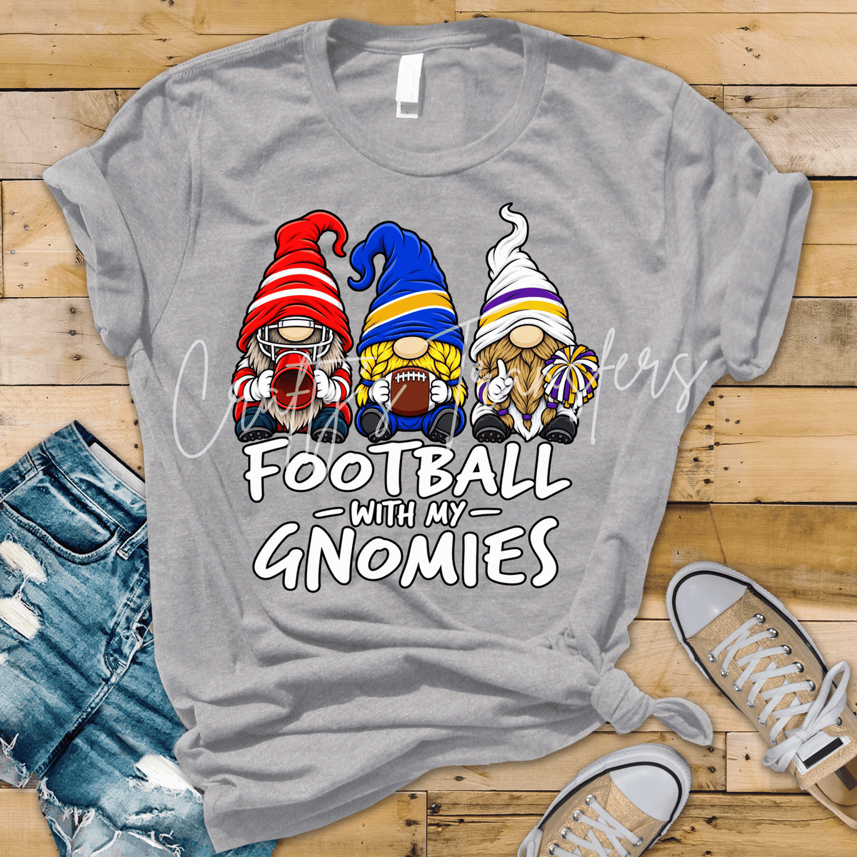 Football With My Gnomies DTF Transfer | Funny Football Gnome Game Day Shirt Transfer