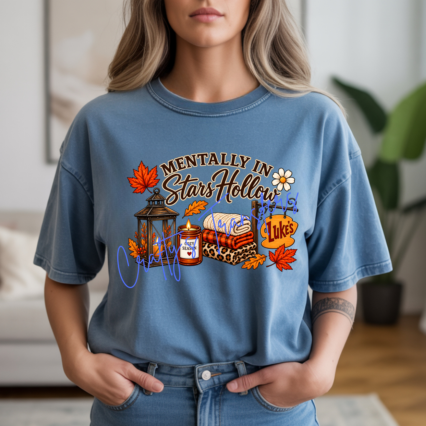 Mentally in Stars Hollow DTF Transfer | Cozy Fall Coffee Bookish Shirt Transfer