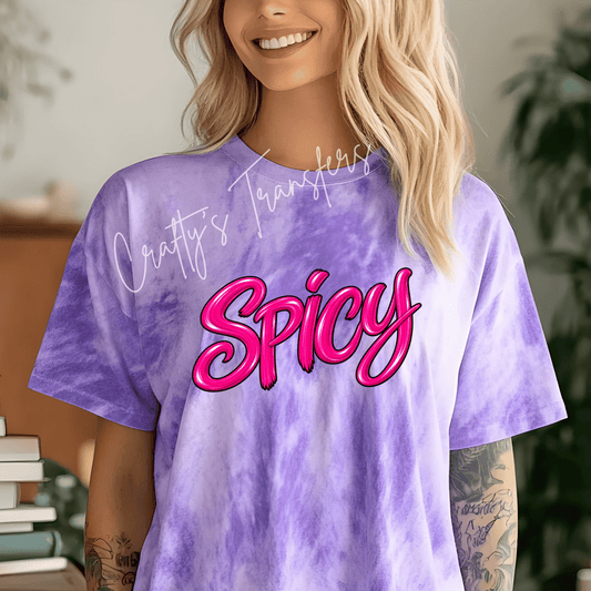 Spicy Glossy Script DTF Transfer – Sassy 3D Bubble Letter Design