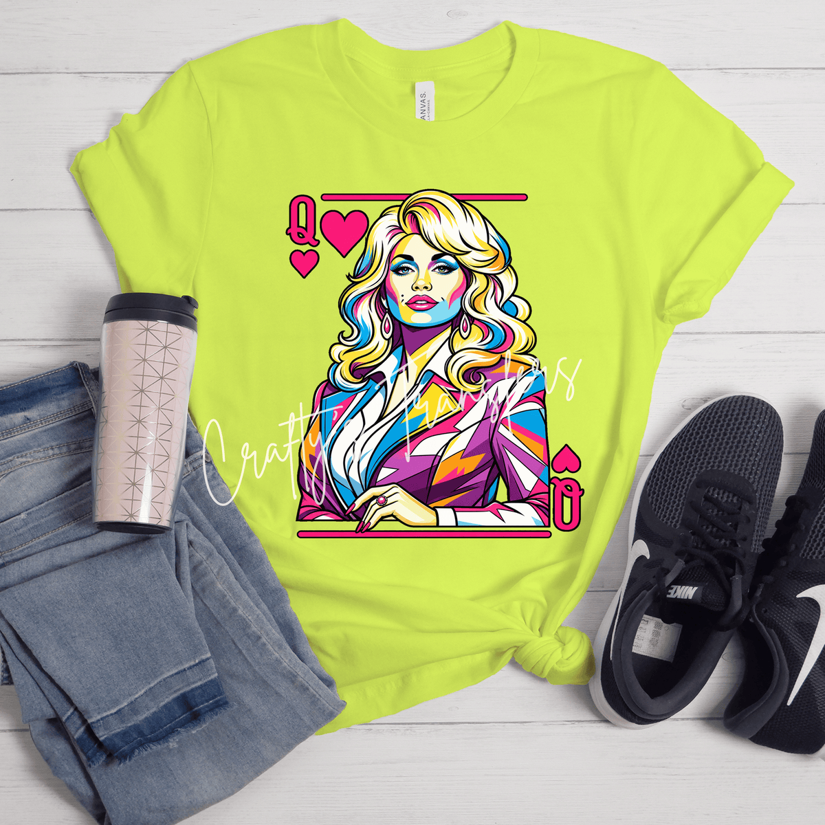 Queen of Hearts DTF Transfer | Colorful Country Glam Woman Graphic | Playing Card Inspired Western Heat Transfer | Bold Retro Cowgirl Design