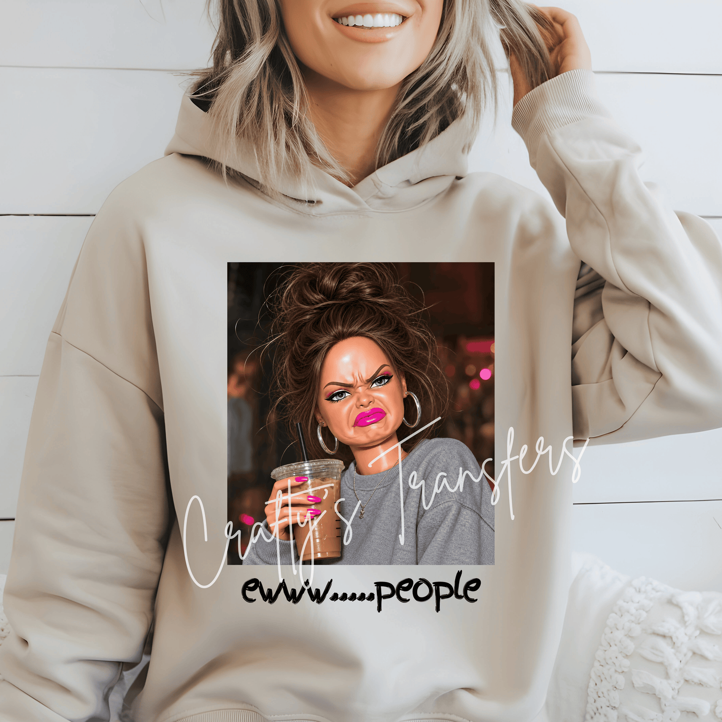 Ewww People DTF Transfer – Funny Introvert Graphic – Sassy Coffee Girl Shirt Design