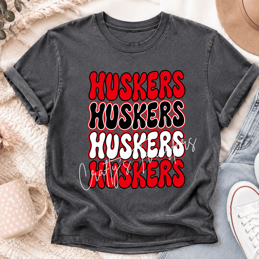 Red Black School Spirit DTF Transfer – Retro Stacked Game Day Shirt Design – Bold Sports DTF Transfer