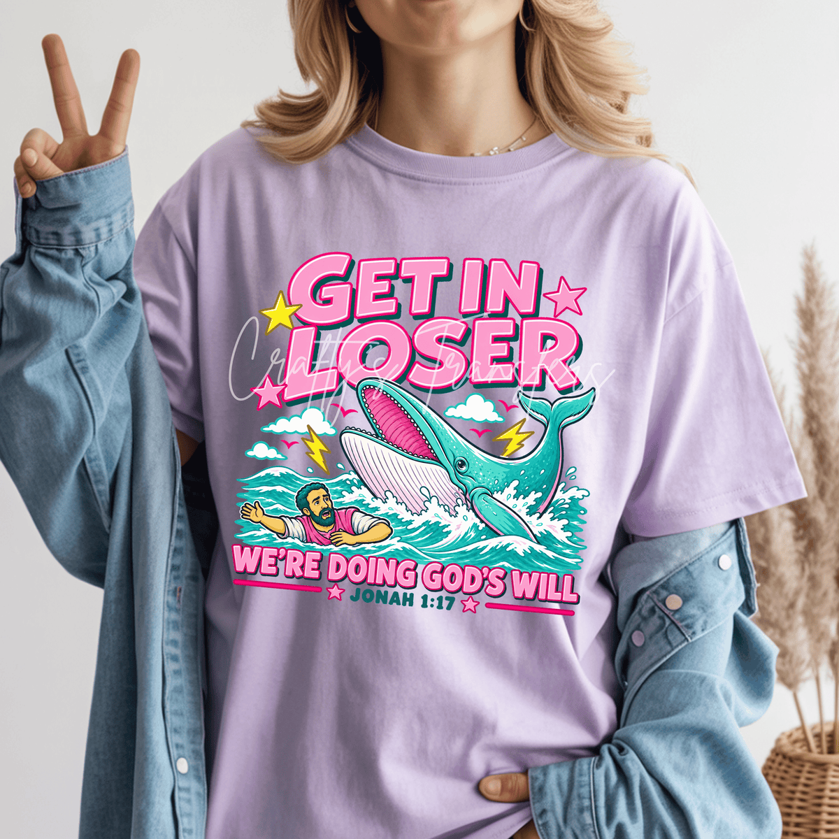 Jonah and the Whale Christian DTF Transfer – Bible Story Faith Graphic – Colorful Scripture Shirt Transfer