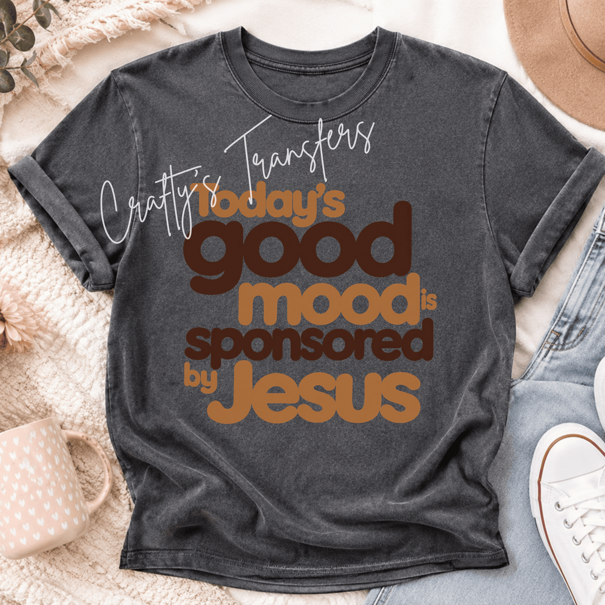 Today’s Good Mood Is Sponsored by Jesus DTF Transfer – Retro Christian Shirt Design – Faith Based DTF Transfer