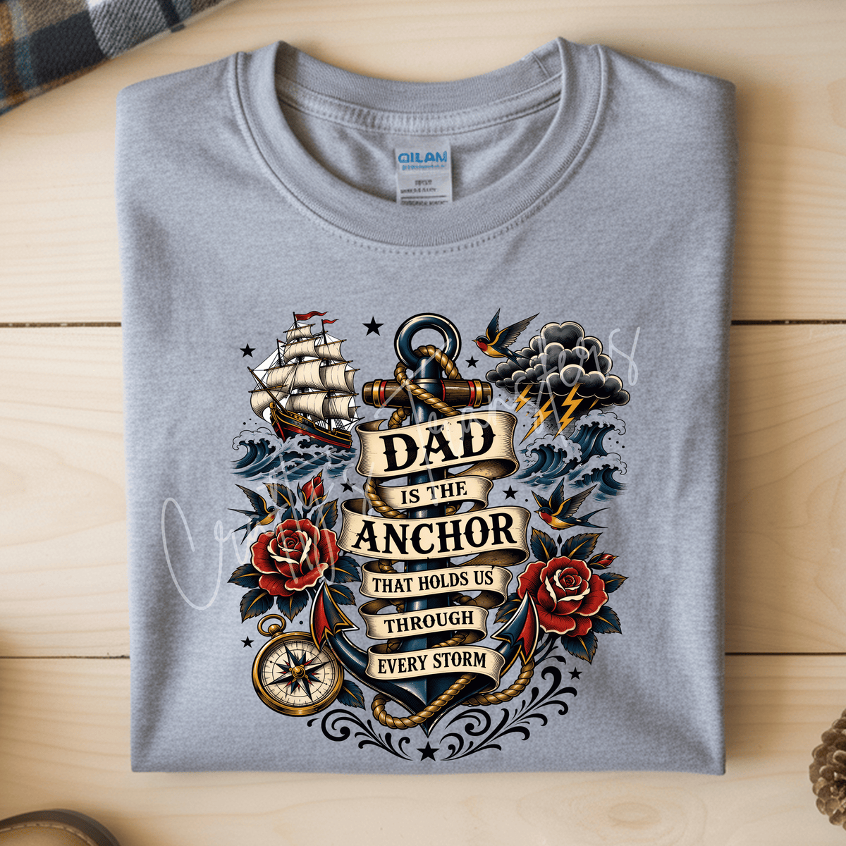 Dad Is the Anchor DTF Transfer – Nautical Father’s Day Inspirational Design