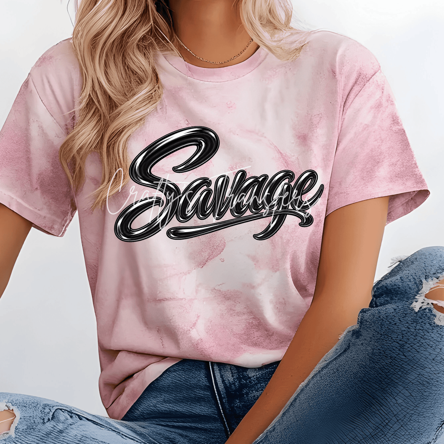 Savage Script DTF Transfer – Bold Glossy Word Design | Black or Gold Color Options
