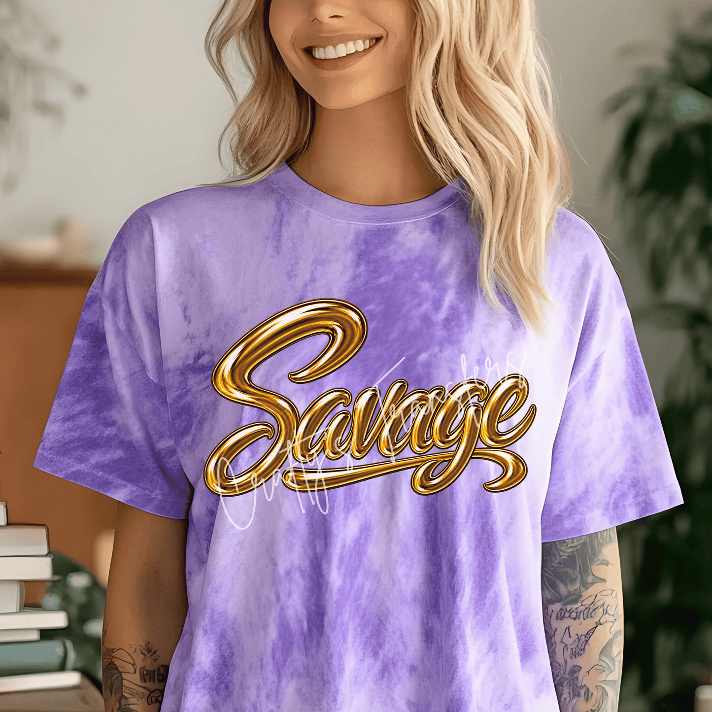 Savage Script DTF Transfer – Bold Glossy Word Design | Black or Gold Color Options