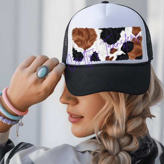 Faux Fur Cowhide DTF Trucker Hat Patch