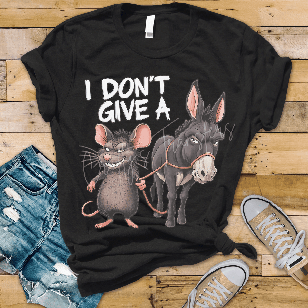 I Don’t Give a Rat’s Ass DTF Transfer – Funny Rat & Donkey Sarcastic Design
