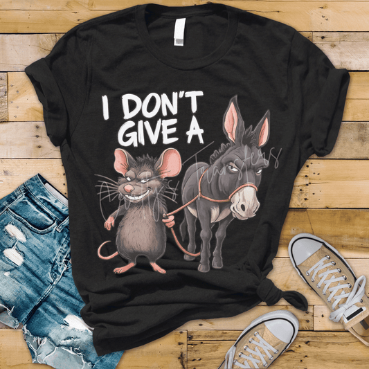 I Don’t Give a Rat’s Ass DTF Transfer – Funny Rat & Donkey Sarcastic Design