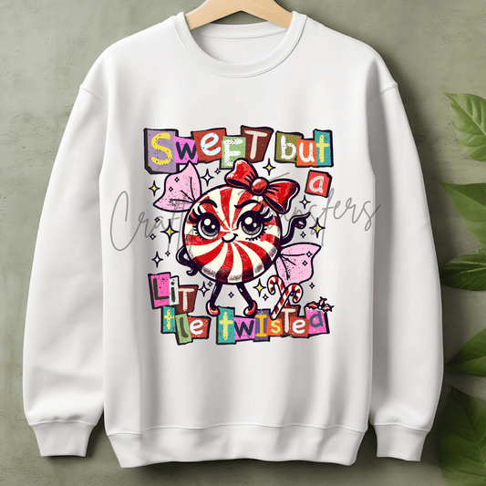 Sweet But a Little Twisted Peppermint DTF Transfer – Cute Retro Christmas Candy Design