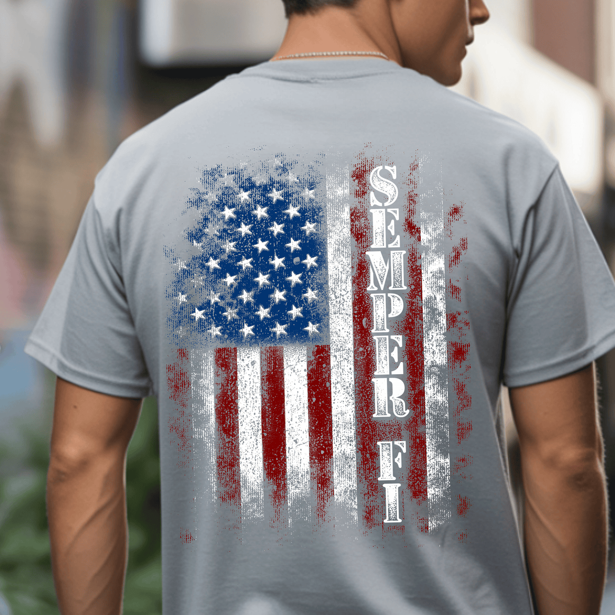 Semper Fi American Flag DTF Transfer – Distressed Patriotic Military Graphic