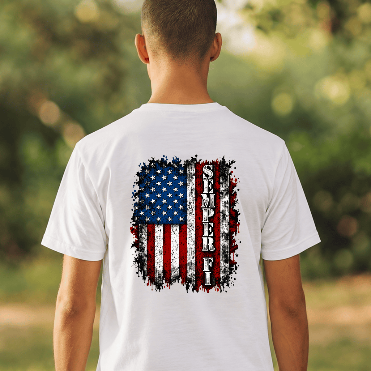 Semper Fi American Flag DTF Transfer – Distressed Patriotic Military Inspired Graphic