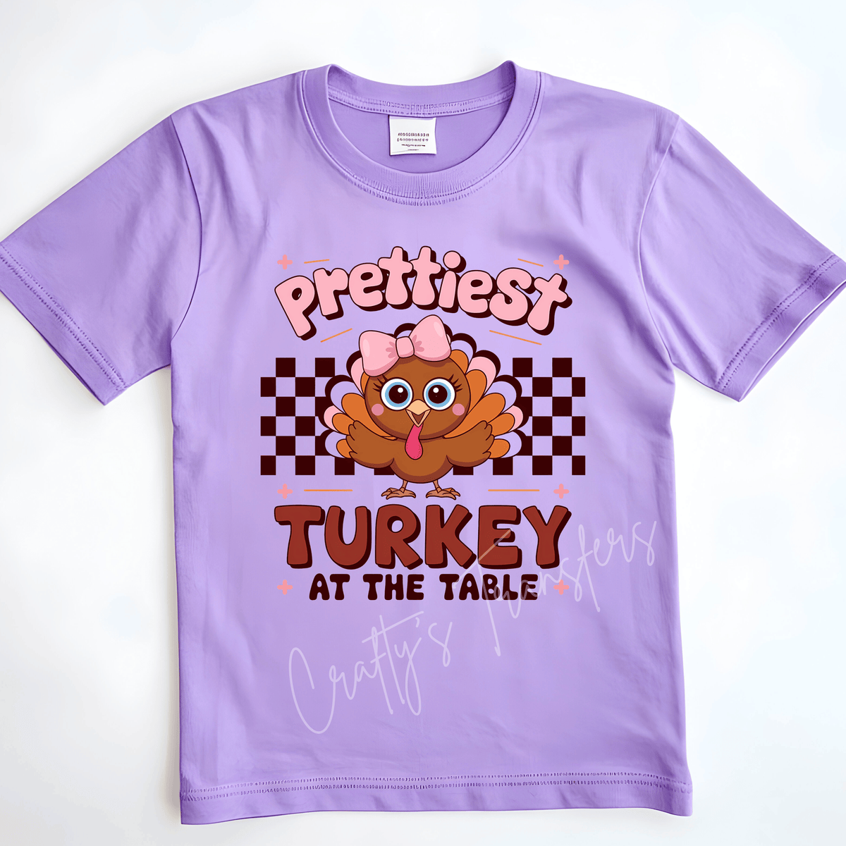 Prettiest Turkey at the Table DTF Transfer – Cute Girly Thanksgiving Turkey Graphic