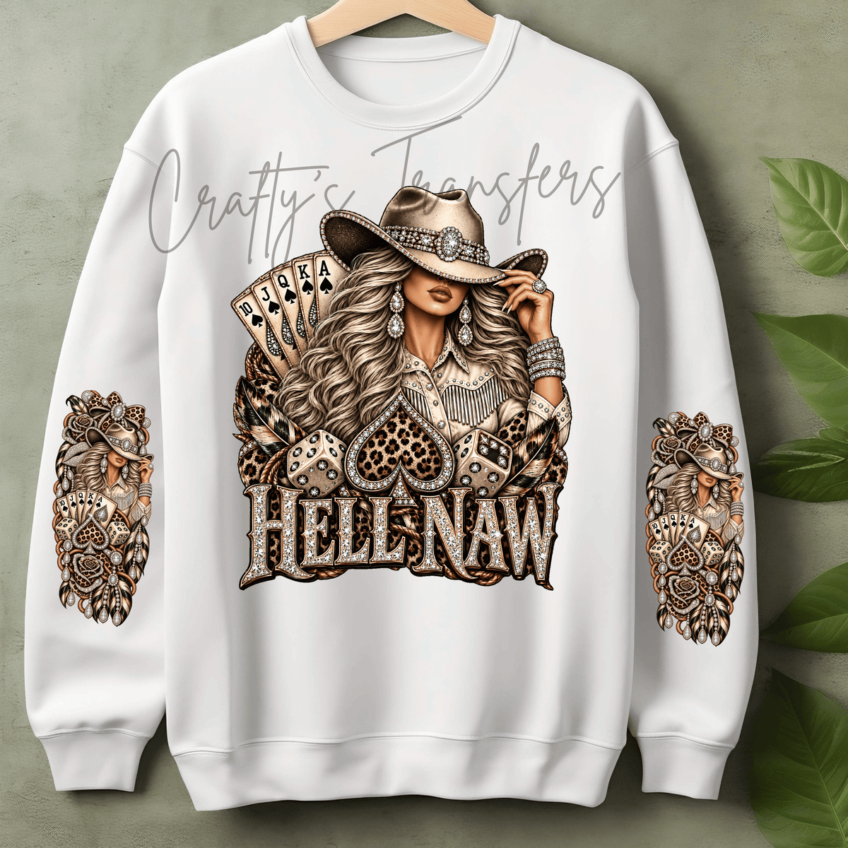 Hell Naw Cowgirl DTF Transfer – Leopard Western Poker Queen Graphic