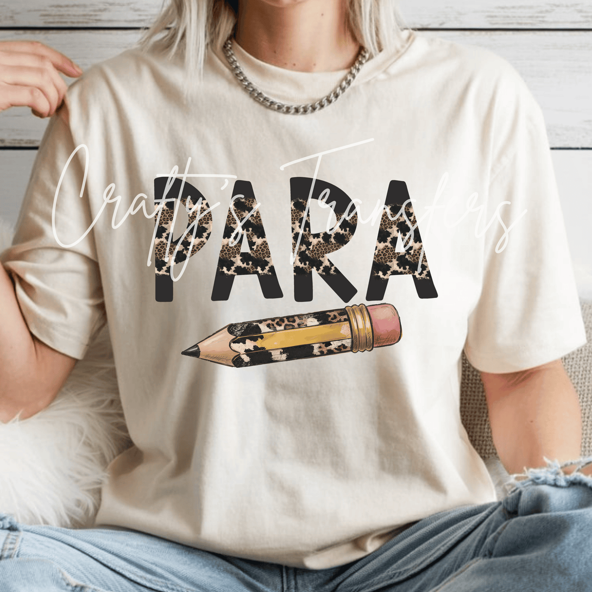 Para Leopard Print DTF Transfer – Teacher Aide Pencil Shirt Design – Paraprofessional School Staff DTF