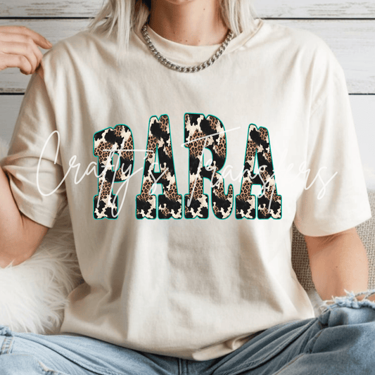 Para Animal Print DTF Transfer – Leopard Cow Print Paraprofessional Shirt Design – School Staff DTF