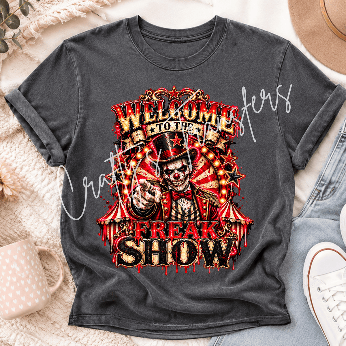 Creepy Carnival Ringmaster DTF Transfer – Dark Circus Halloween Graphic