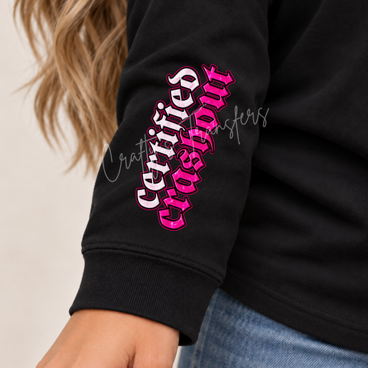 Unfortunately I’m Not Nonchalant DTF Transfer – Certified Crashout Front & Back Shirt Design – Hot Pink Sassy DTF