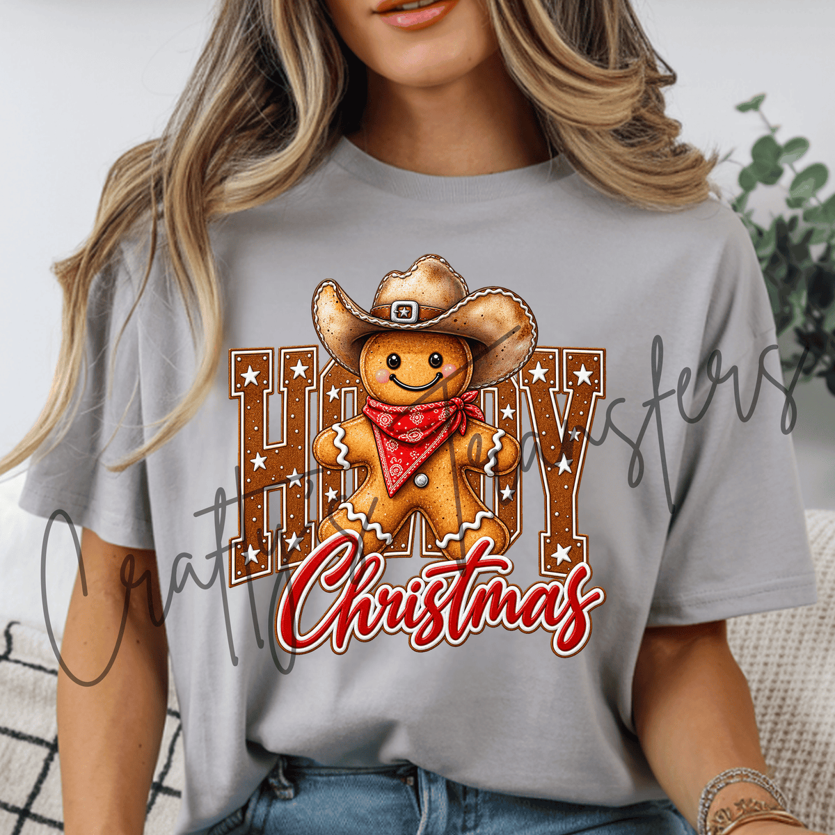 Howdy Christmas Gingerbread Cowboy DTF Transfer – Western Christmas Shirt Design – Cowboy Holiday DTF