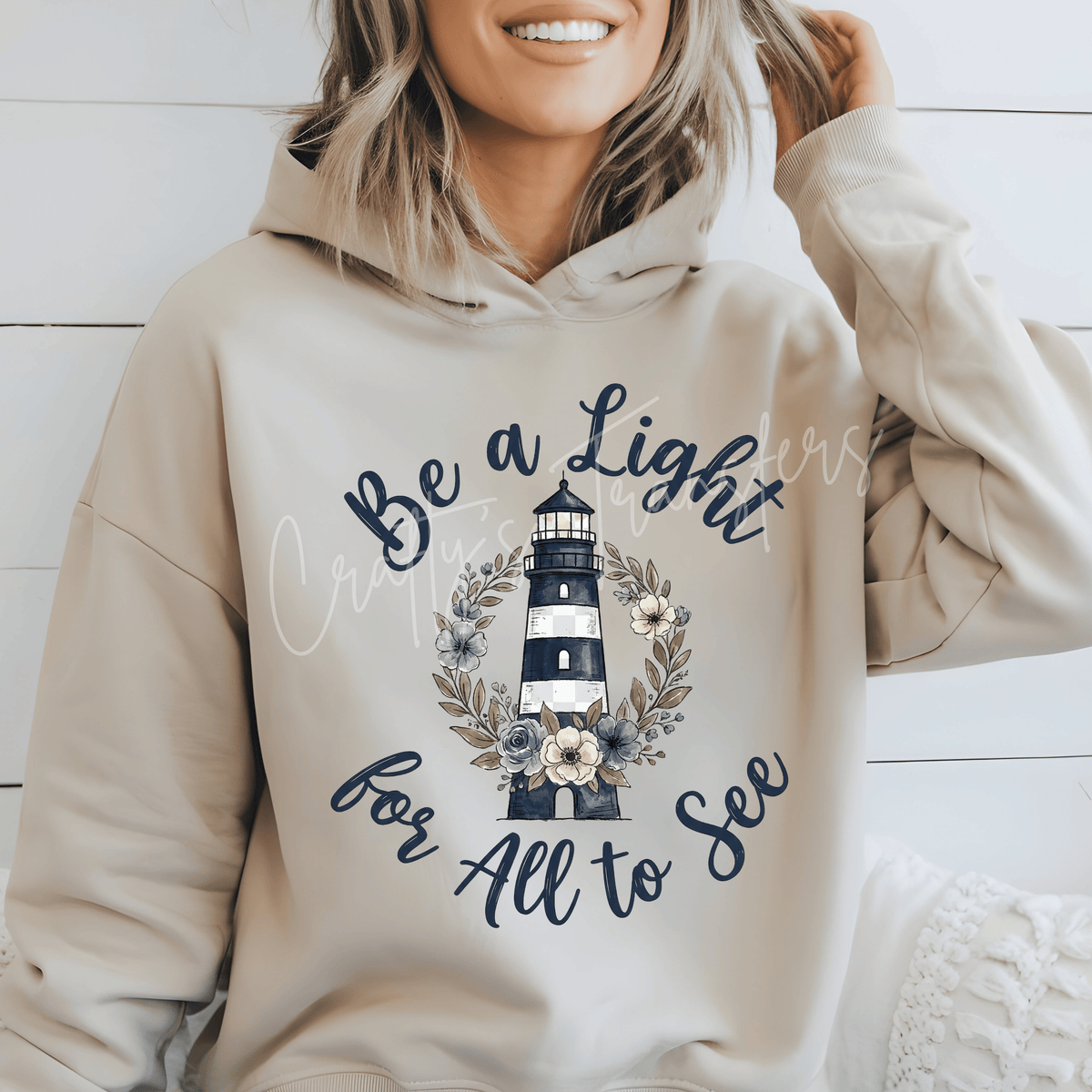 Be a Light for All to See DTF Transfer – Floral Lighthouse Faith Shirt Design – Coastal Christian DTF