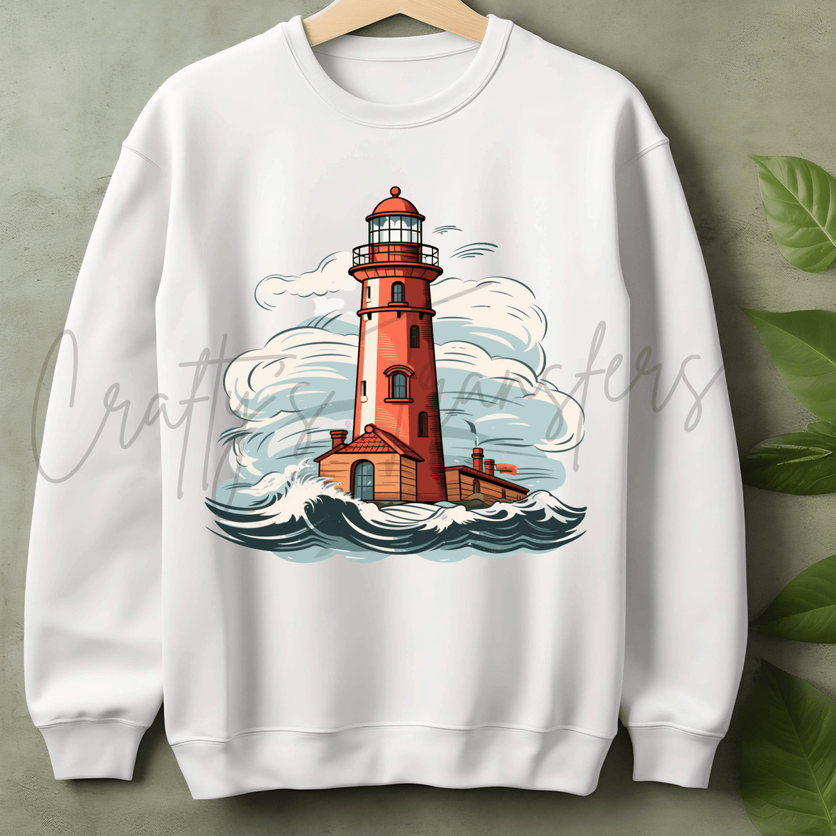 Stormy Lighthouse DTF Transfer – Coastal Ocean Waves Shirt Design – Nautical Lighthouse DTF