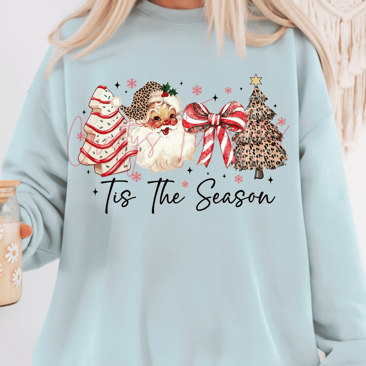 Tis the Season Christmas DTF Transfer – Vintage Santa Leopard Holiday Graphic