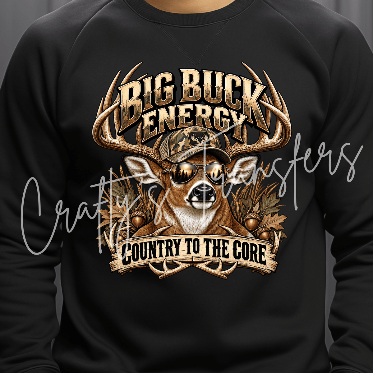 Country Deer Hunting DTF Transfer – Big Buck Hunter Shirt Design – Rustic Outdoors DTF