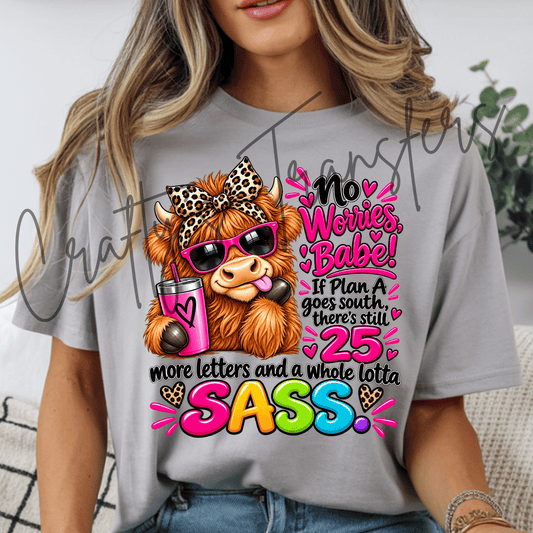 Funny Highland Cow DTF Transfer – Sassy Pink Cow Shirt Design – Coffee Lover DTF