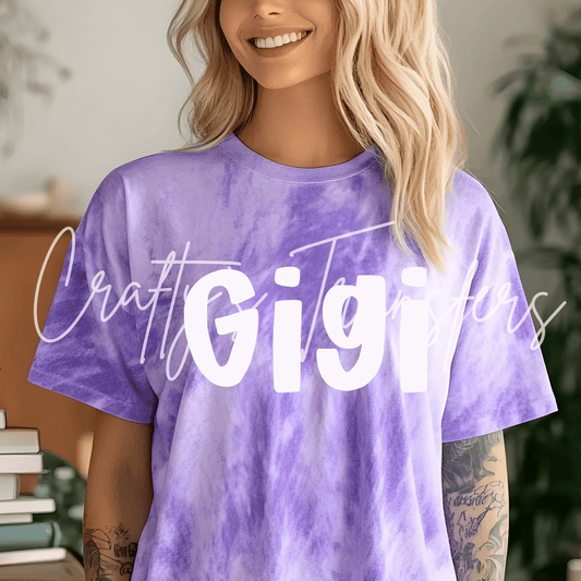 Gigi DTF Transfer – Simple White Gigi Shirt Design – Minimal Grandma DTF