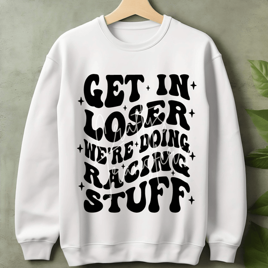 Funny Racing DTF Transfer – Retro Motorsports Quote Graphic – Black & White Racing Design – Ready to Press DTF
