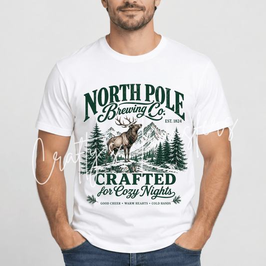 Vintage Winter Elk DTF Transfer – Mountain Lodge Holiday Graphic – Rustic Outdoors Christmas DTF – Ready to Press Transfer