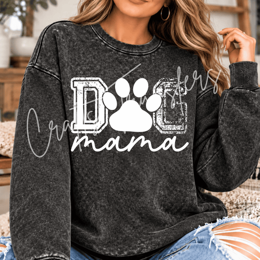Dog Mom Paw Print DTF Transfer – Distressed Varsity Pet Lover Graphic – Ready to Press DTF