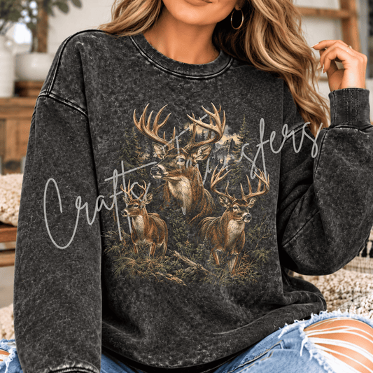 Whitetail Deer DTF Transfer – Woodland Buck Hunting Graphic – Rustic Outdoors Ready to Press DTF