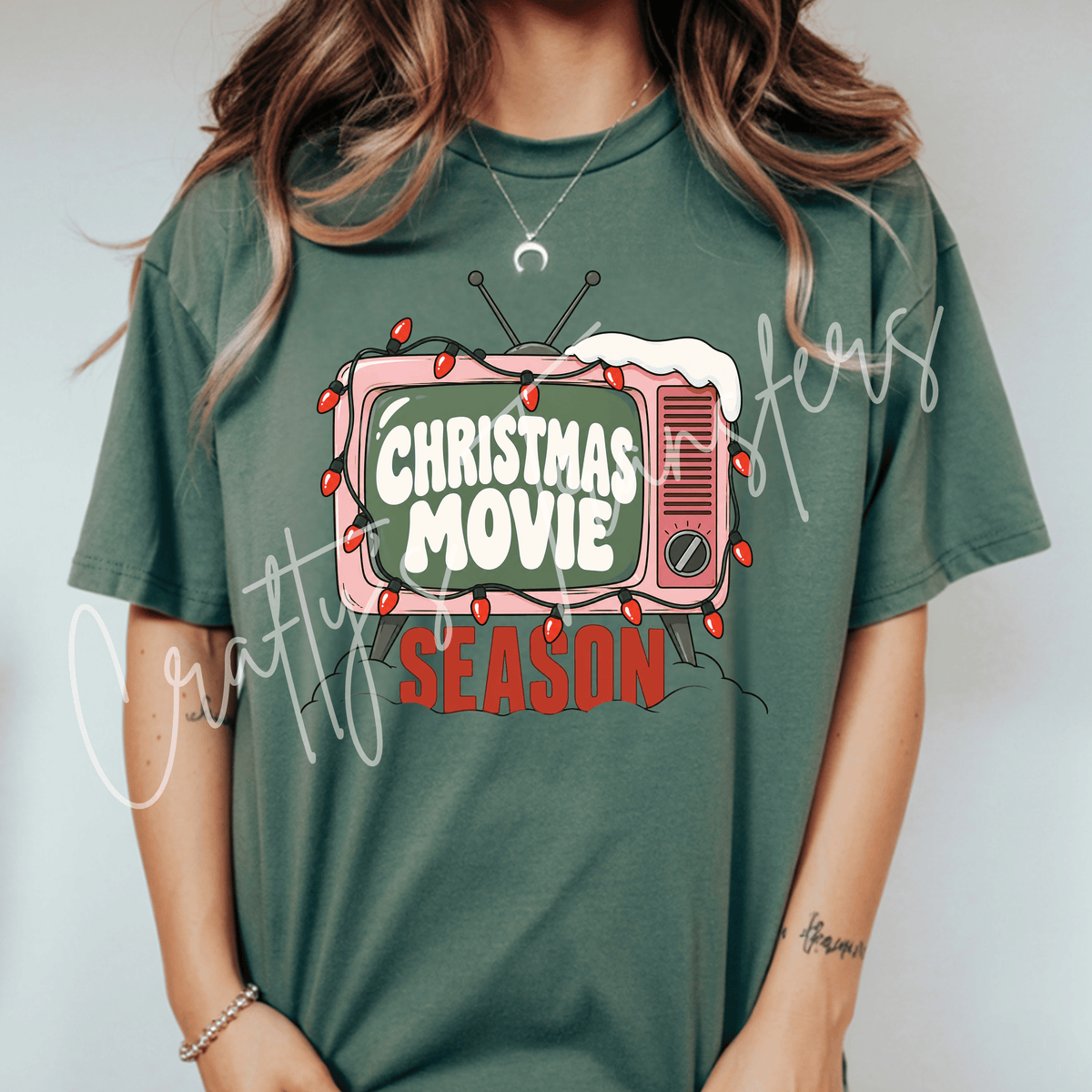 Christmas Movie DTF Transfer – Retro Holiday TV Shirt Design – Cozy Christmas Movie Night DTF